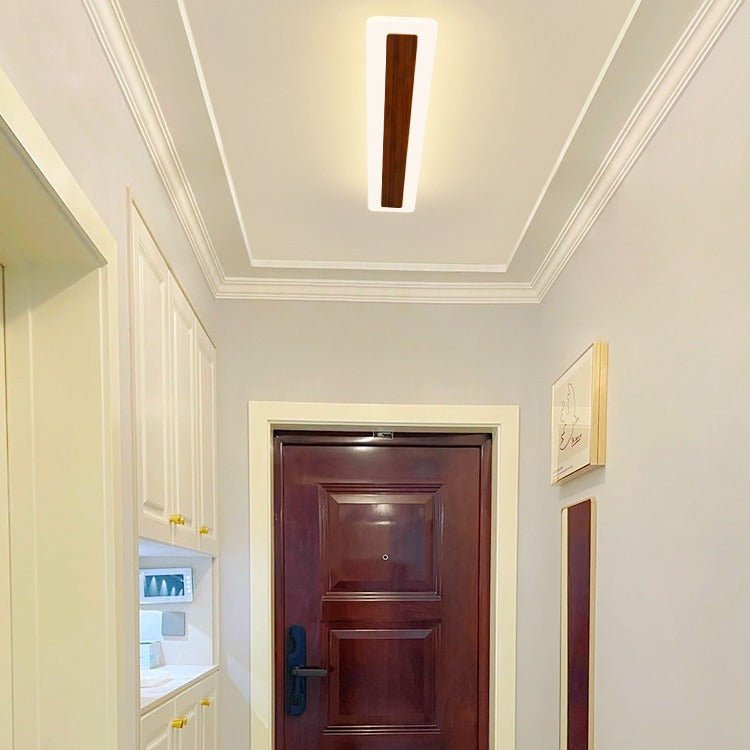 Modern Minimalist Rectangular Strip Iron Acrylic LED Flush Mount Ceiling Light For Hallway