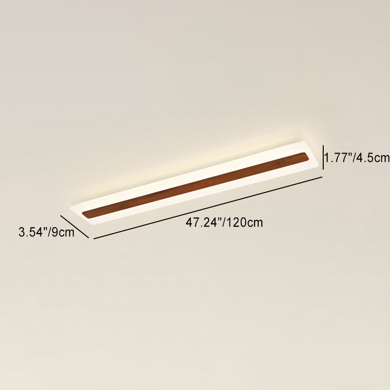 Modern Minimalist Rectangular Strip Iron Acrylic LED Flush Mount Ceiling Light For Hallway