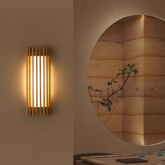 مصباح حائط LED بتصميم نصف دائري من خشب الجوز الأكريليك الياباني التقليدي للممر