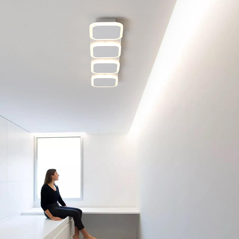 Modern Simplicity Iron Acrylic Square Round Strip LED Semi-Flush Mount Ceiling Light For Hallway