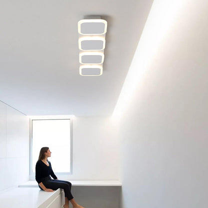 Modern Simplicity Iron Acrylic Square Round Strip LED Semi-Flush Mount Ceiling Light For Hallway