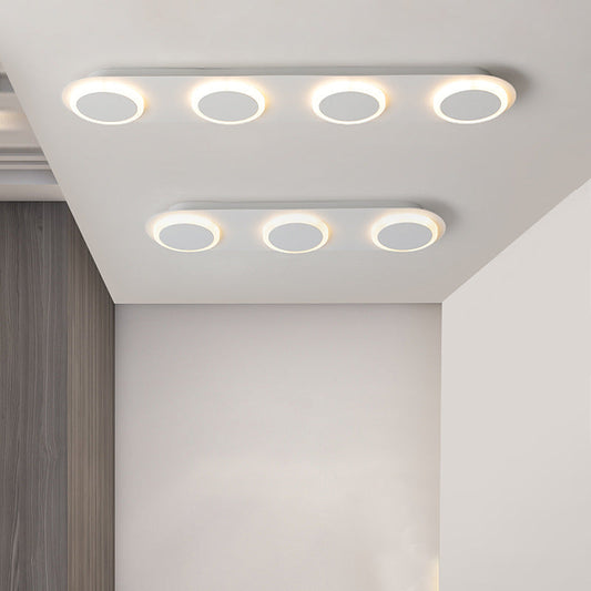 Modern Simplicity Iron Acrylic Square Round Strip LED Semi-Flush Mount Ceiling Light For Hallway