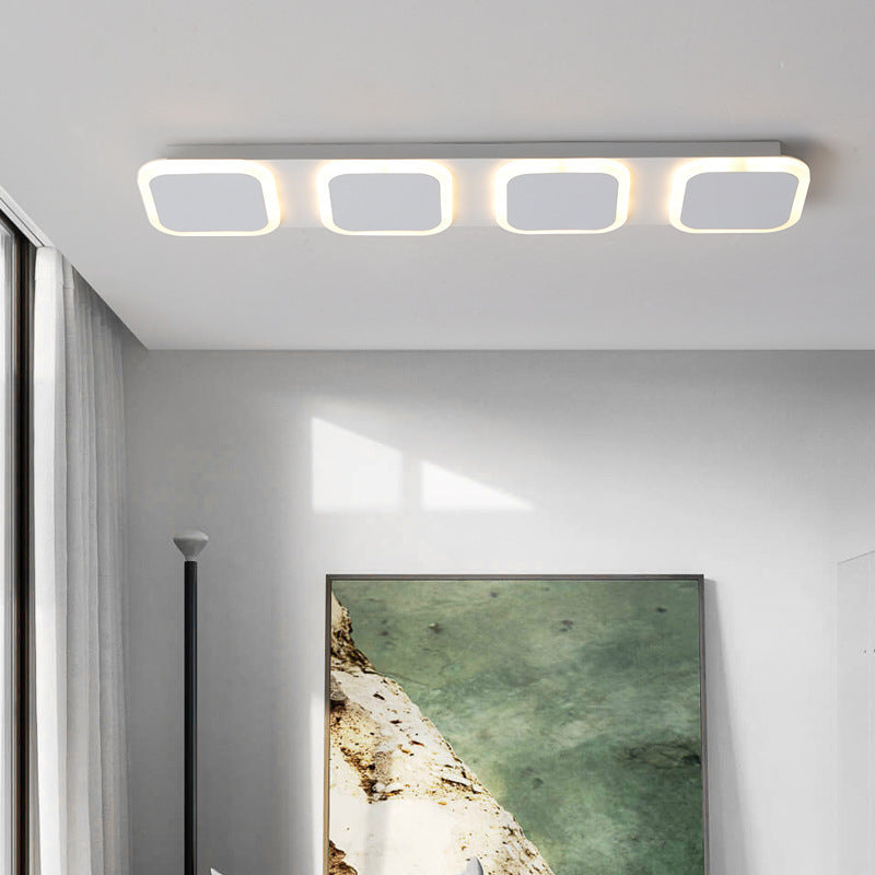 Modern Simplicity Iron Acrylic Square Round Strip LED Semi-Flush Mount Ceiling Light For Hallway