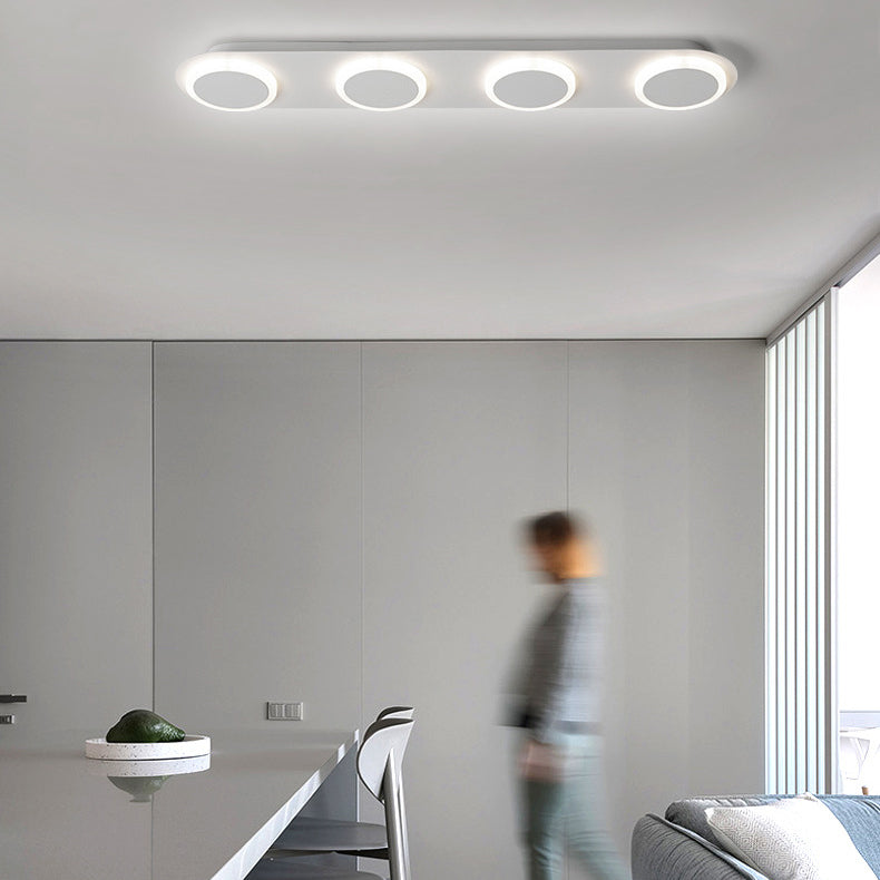 Modern Simplicity Iron Acrylic Square Round Strip LED Semi-Flush Mount Ceiling Light For Hallway