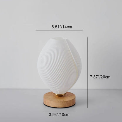 Contemporary Nordic Wood PLA ABS Bud Tulip Mango Striped 1-Light Table Lamp Night Light For Bedside