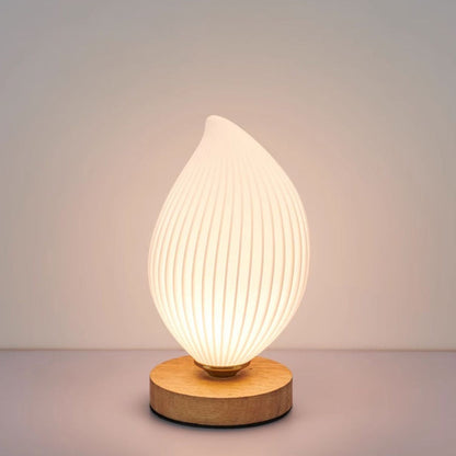 Contemporary Nordic Wood PLA ABS Bud Tulip Mango Striped 1-Light Table Lamp Night Light For Bedside
