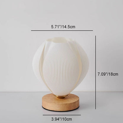 Contemporary Nordic Wood PLA ABS Bud Tulip Mango Striped 1-Light Table Lamp Night Light For Bedside