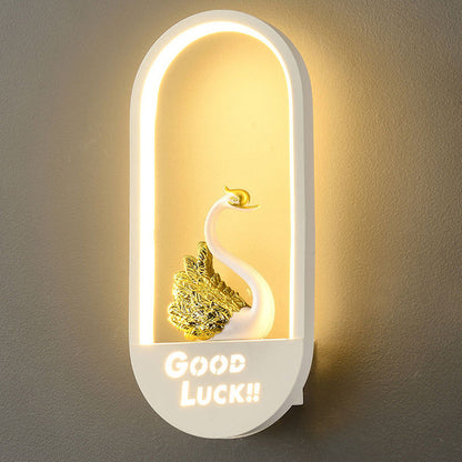 Contemporary Nordic Iron PVC Elliptical Perfume Swan LED Wall Sconce Lamp For Bedside