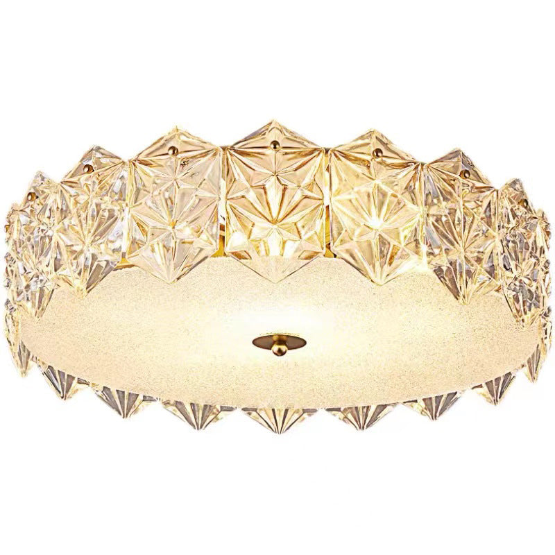 Contemporary Luxury Glass Aluminum Iron Round Frosted Snowflake 5/6/8 Light Semi-Flush Mount Ceiling Light For Bedroom