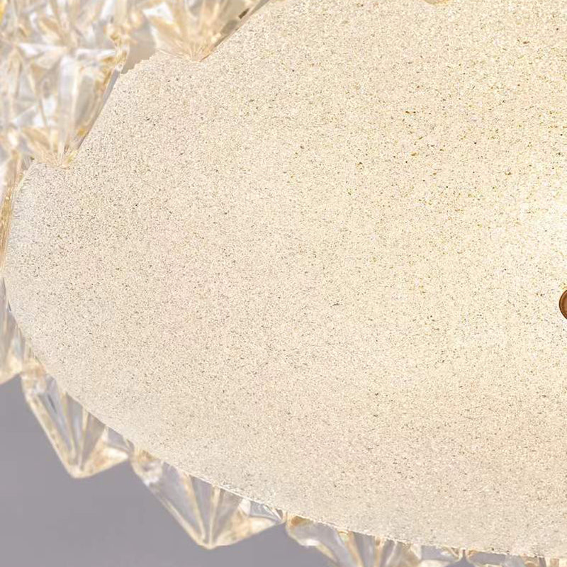 Contemporary Luxury Glass Aluminum Iron Round Frosted Snowflake 5/6/8 Light Semi-Flush Mount Ceiling Light For Bedroom
