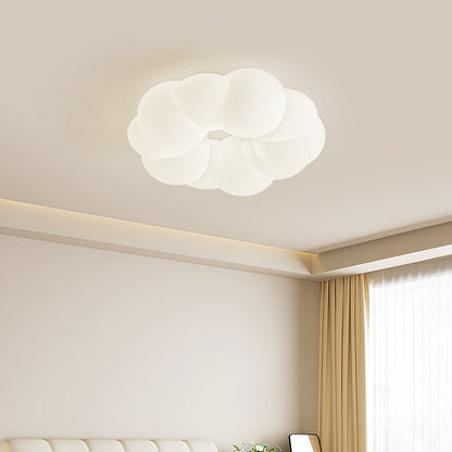 Traditional French Iron PE Cloud Cookie Round LED Flush Mount Ceiling Light For Bedroom