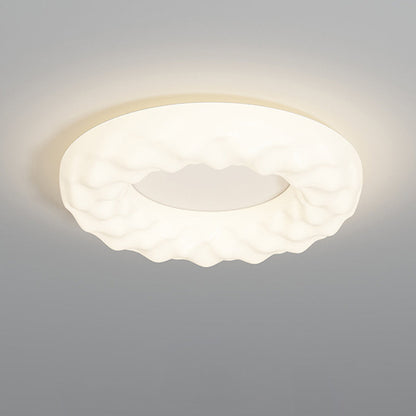 Traditional French Iron PE Cloud Cookie Round LED Flush Mount Ceiling Light For Bedroom