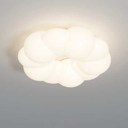 Traditional French Iron PE Cloud Cookie Round LED Flush Mount Ceiling Light For Bedroom