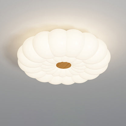 Traditional French Iron PE Cloud Cookie Round LED Flush Mount Ceiling Light For Bedroom