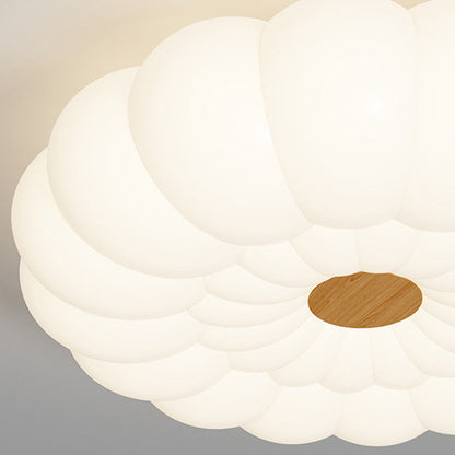 Traditional French Iron PE Cloud Cookie Round LED Flush Mount Ceiling Light For Bedroom