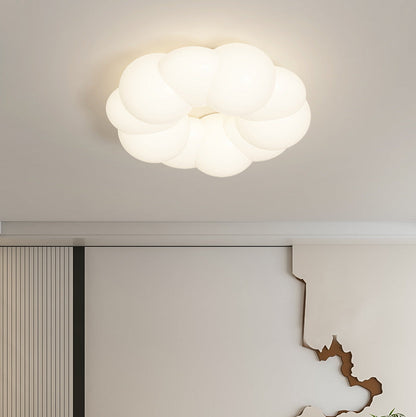 Traditional French Iron PE Cloud Cookie Round LED Flush Mount Ceiling Light For Bedroom