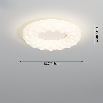 Traditional French Iron PE Cloud Cookie Round LED Flush Mount Ceiling Light For Bedroom