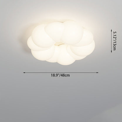 Traditional French Iron PE Cloud Cookie Round LED Flush Mount Ceiling Light For Bedroom