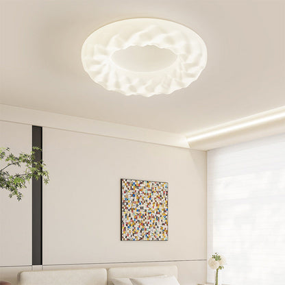 Traditional French Iron PE Cloud Cookie Round LED Flush Mount Ceiling Light For Bedroom