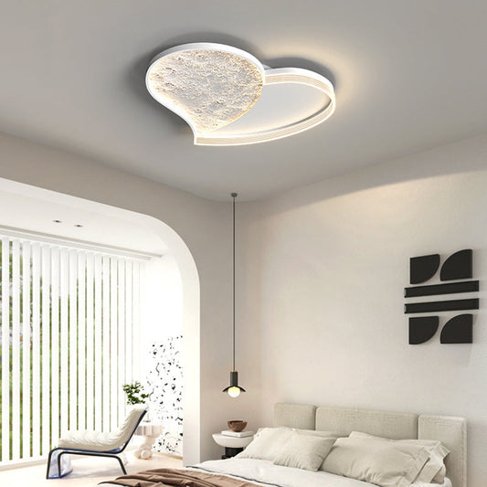 Contemporary Scandinavian Iron Acrylic Round Cloud Heart Moon LED Flush Mount Ceiling Light For Bedroom