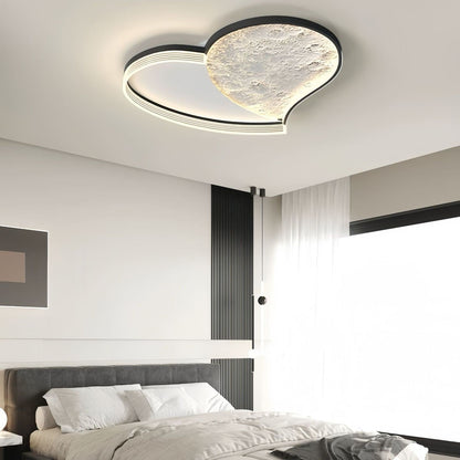 Contemporary Scandinavian Iron Acrylic Round Cloud Heart Moon LED Flush Mount Ceiling Light For Bedroom
