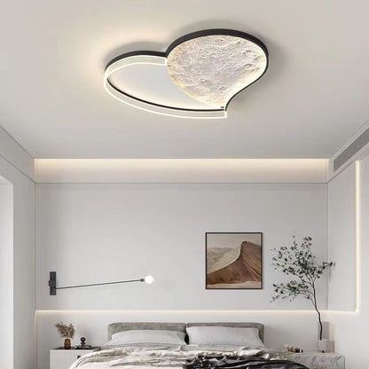 Contemporary Scandinavian Iron Acrylic Round Cloud Heart Moon LED Flush Mount Ceiling Light For Bedroom