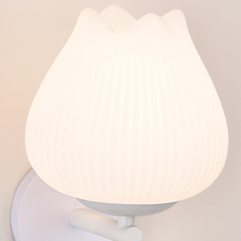 Contemporary Nordic Iron PE Orchid Striped Ball 1-Light Wall Sconce Lamp For Bedside