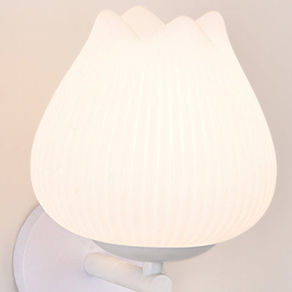 Contemporary Nordic Iron PE Orchid Striped Ball 1-Light Wall Sconce Lamp For Bedside