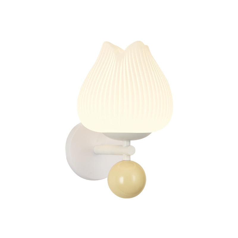 Contemporary Nordic Iron PE Orchid Striped Ball 1-Light Wall Sconce Lamp For Bedside