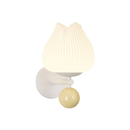 Contemporary Nordic Iron PE Orchid Striped Ball 1-Light Wall Sconce Lamp For Bedside