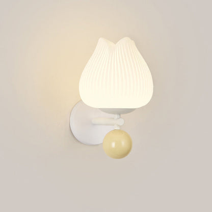 Contemporary Nordic Iron PE Orchid Striped Ball 1-Light Wall Sconce Lamp For Bedside