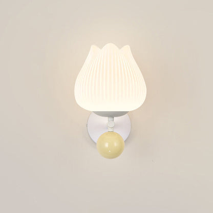 Contemporary Nordic Iron PE Orchid Striped Ball 1-Light Wall Sconce Lamp For Bedside