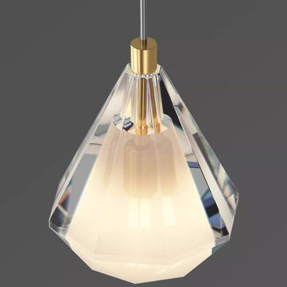 Modern Luxury Brass Crystal Triangle Diamond 1/2/3 Light Pendant Light For Bedside