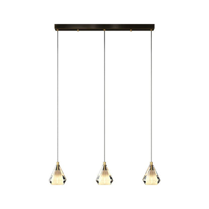 Modern Luxury Brass Crystal Triangle Diamond 1/2/3 Light Pendant Light For Bedside