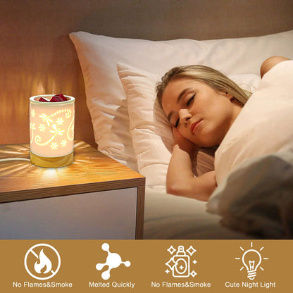 Contemporary Nordic Ceramic Wood Letter Butterfly Hollowed Cylinder 1-Light Melting Wax Table Lamp For Bedside