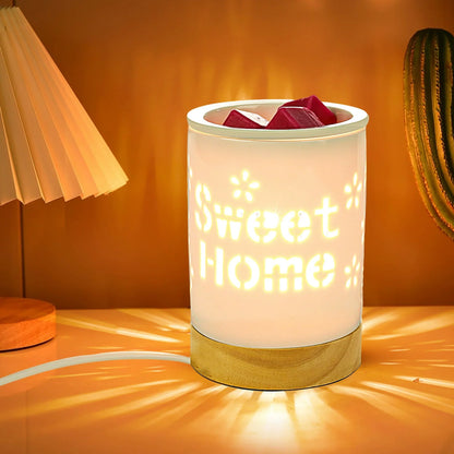 Contemporary Nordic Ceramic Wood Letter Butterfly Hollowed Cylinder 1-Light Melting Wax Table Lamp For Bedside