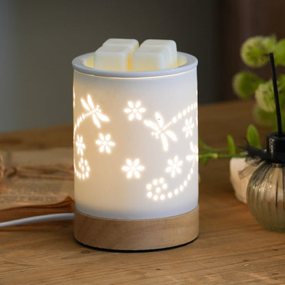 Contemporary Nordic Ceramic Wood Letter Butterfly Hollowed Cylinder 1-Light Melting Wax Table Lamp For Bedside