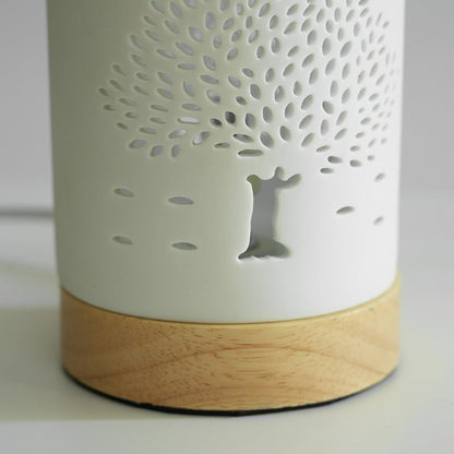Contemporary Nordic Ceramic Wood Letter Butterfly Hollowed Cylinder 1-Light Melting Wax Table Lamp For Bedside