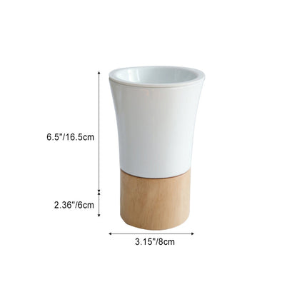 Modern Simplicity Ceramic Wood Cylinder Striped 1-Light Melting Wax Table Lamp Night Light For Bedside