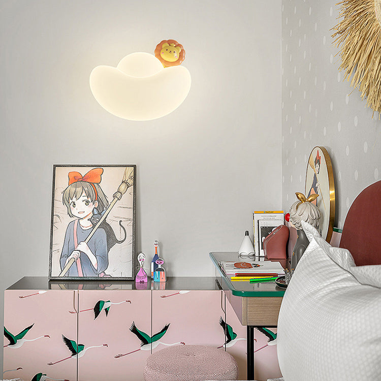 Contemporary Creative Kids Iron PE Gold Bullion Animal Wealthy God LED Wall Sconce Lamp For Bedside