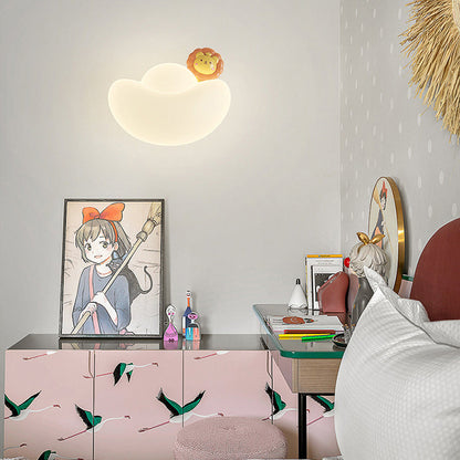 Contemporary Creative Kids Iron PE Gold Bullion Animal Wealthy God LED Wall Sconce Lamp For Bedside