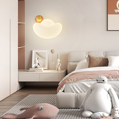 Contemporary Creative Kids Iron PE Gold Bullion Animal Wealthy God LED Wall Sconce Lamp For Bedside