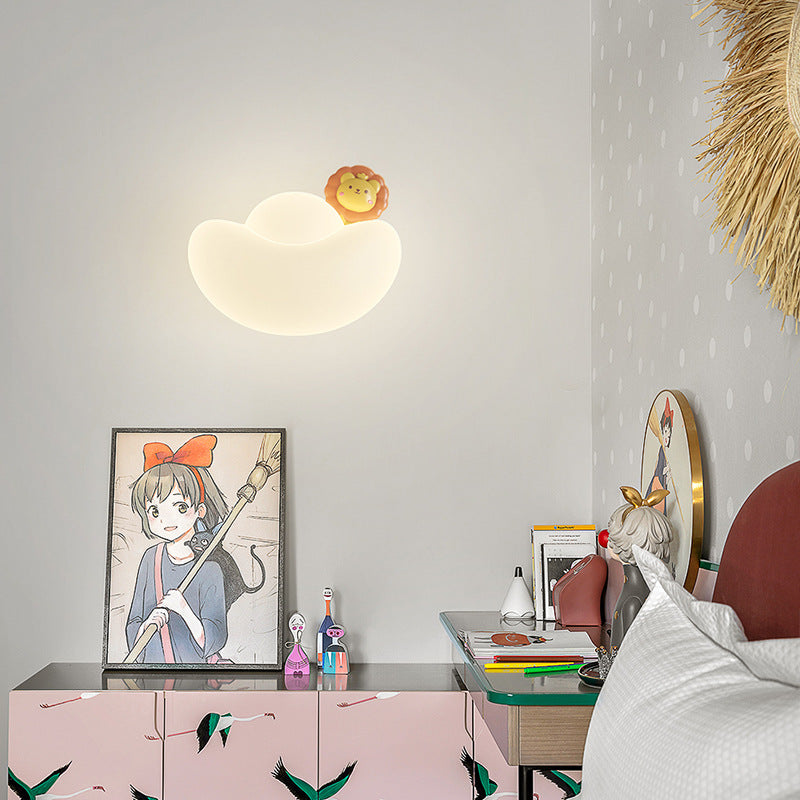 Contemporary Creative Kids Iron PE Gold Bullion Animal Wealthy God LED Wall Sconce Lamp For Bedside