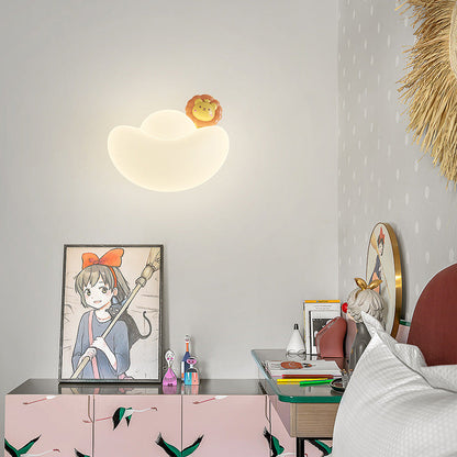 Contemporary Creative Kids Iron PE Gold Bullion Animal Wealthy God LED Wall Sconce Lamp For Bedside