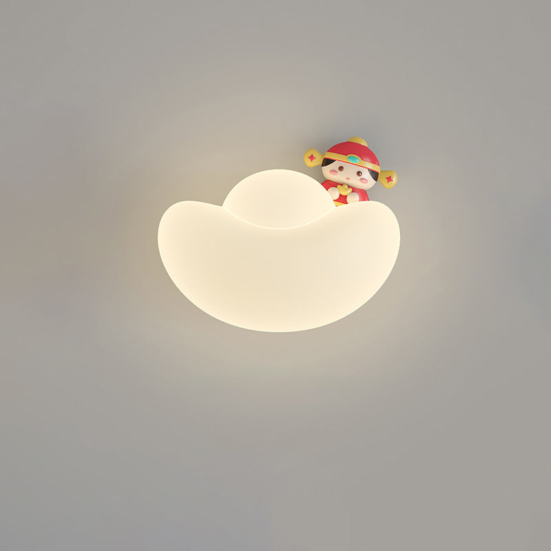 Contemporary Creative Kids Iron PE Gold Bullion Animal Wealthy God LED Wall Sconce Lamp For Bedside