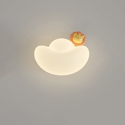 Contemporary Creative Kids Iron PE Gold Bullion Animal Wealthy God LED Wall Sconce Lamp For Bedside