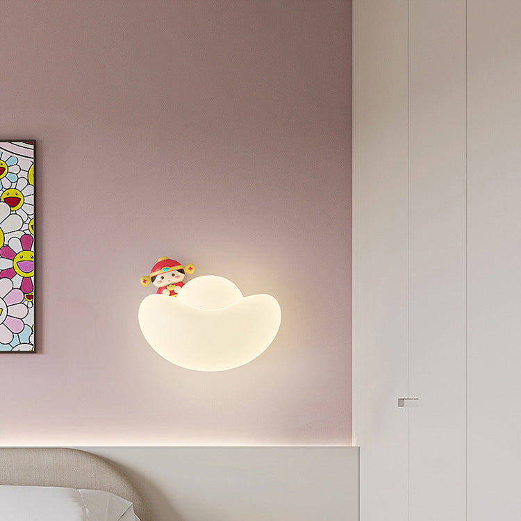 Contemporary Creative Kids Iron PE Gold Bullion Animal Wealthy God LED Wall Sconce Lamp For Bedside