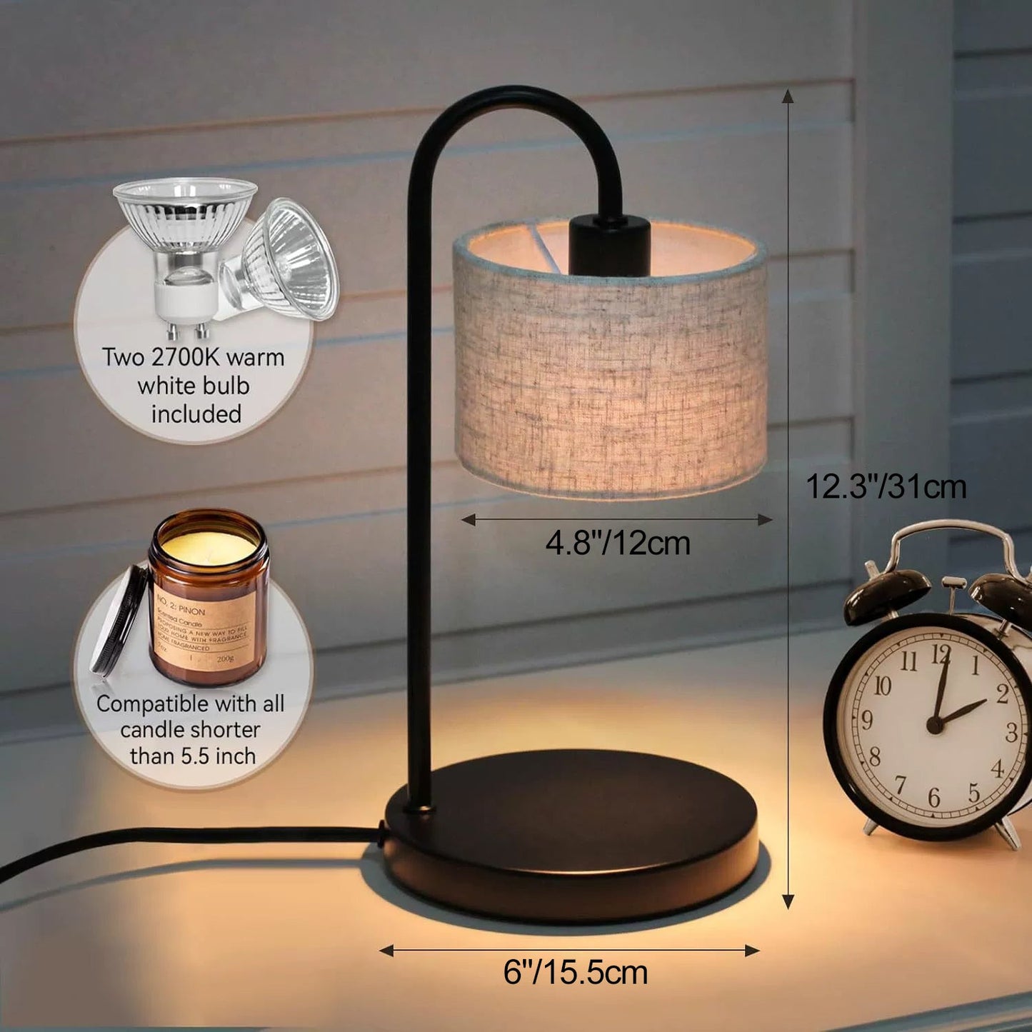 Modern Simplicity Cylinder Liftable Iron Fabric 1-Light Melting Wax Table Lamp For Bedroom
