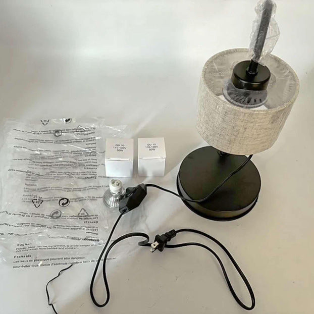 Modern Simplicity Cylinder Liftable Iron Fabric 1-Light Melting Wax Table Lamp For Bedroom