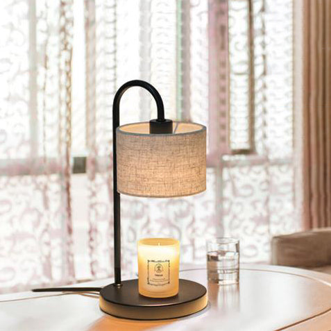 Modern Simplicity Cylinder Liftable Iron Fabric 1-Light Melting Wax Table Lamp For Bedroom